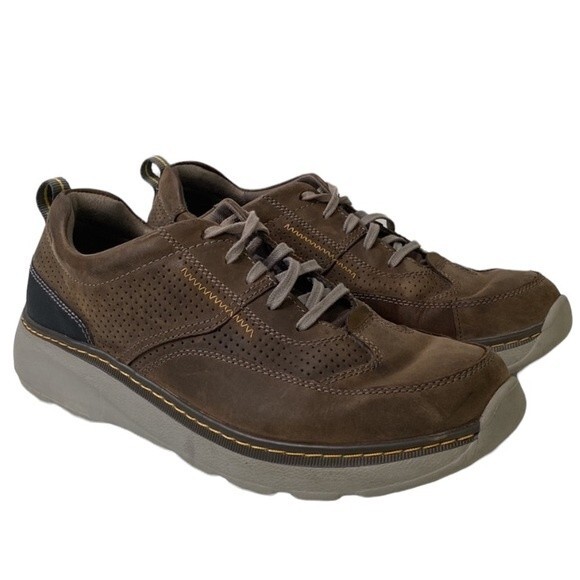 Clarks Charton Mix Shoe Lace Up Dark Brown Leather Walking - Picture 1 of 16